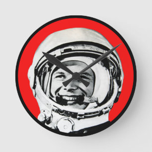 Horloge Ronde Yuri Gagarin - Héros soviétique & Cosmonaute