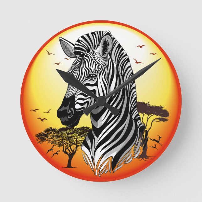 Horloge Ronde Zebra African Savanna Wild Animal (Recto)