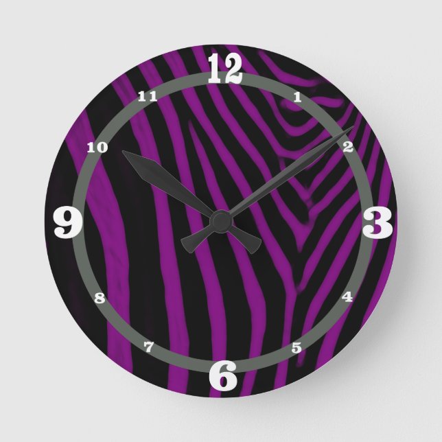 Horloge Ronde Zebra- Purple With Gray Accent (Recto)