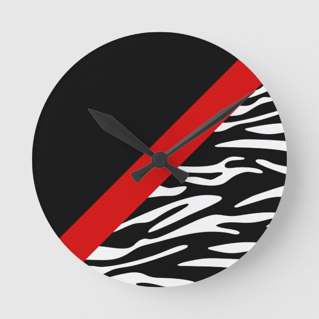 Horloge Ronde Zebra Stripe with Red Diagonal Border Wall Clock (Recto)