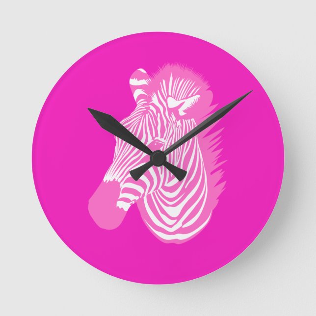 Horloge Ronde Zèbre rose (Recto)
