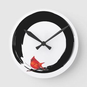 Horloge Ronde Zen Circle with Christmas Cardinal