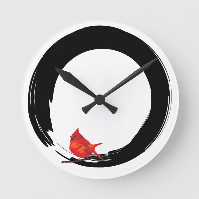 Horloge Ronde Zen Circle with Christmas Cardinal (Recto)