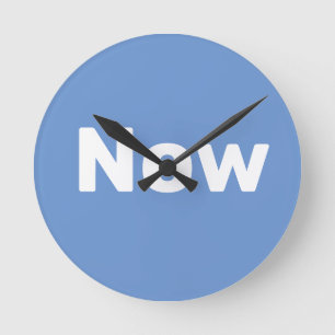 Horloge Ronde Zen, mindfulness, simple, bleu et blanc
