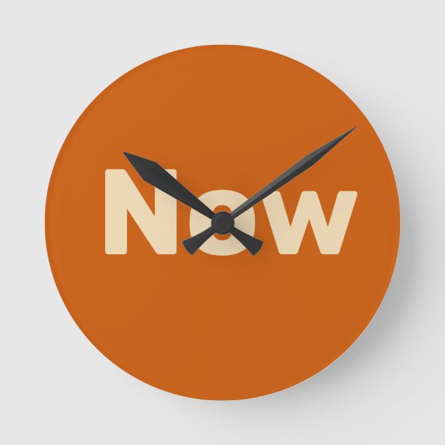Horloge Ronde Zen, mindfulness, simple, burnt orange (Recto)