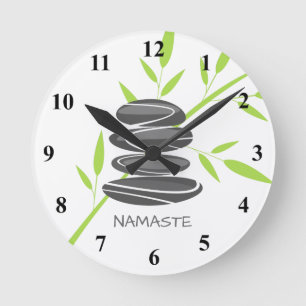 Horloge Ronde Zen pierre de galets empiler yoga méditation mural