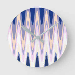 Horloge Ronde Zig Zag Blue White Gray Beige Purple Pink