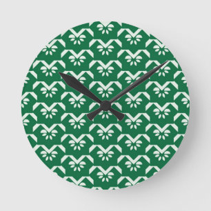 Horloge Ronde Zigzag floral vert