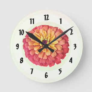Horloge Ronde Zinnia dans les tons d'orange
