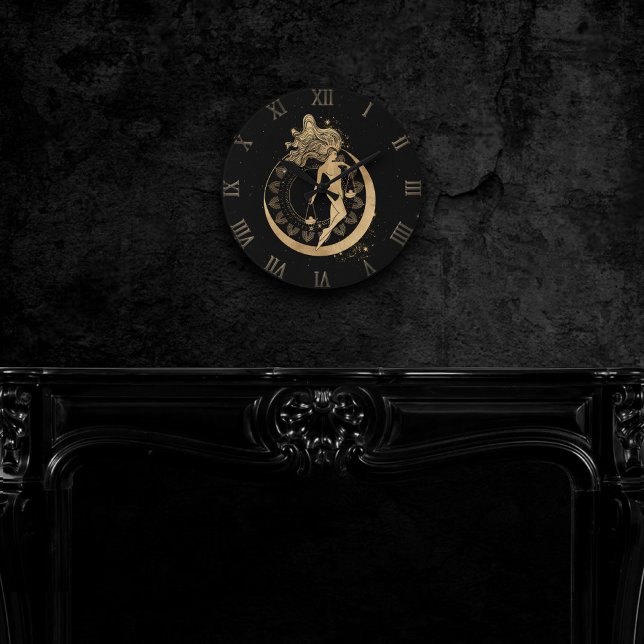 Horloge Ronde Zodiac Libra | Lar en or cosmique et en astrologie (Créateur téléchargé)