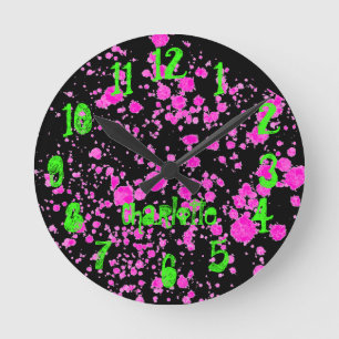 Horloge Ronde Zombie Splatters Mur de néon de l'enfant