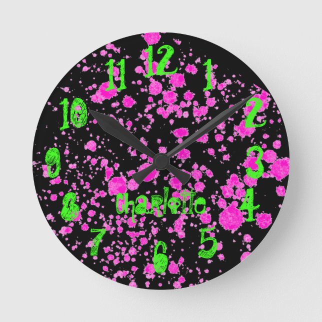 Horloge Ronde Zombie Splatters Mur de néon de l'enfant (Recto)