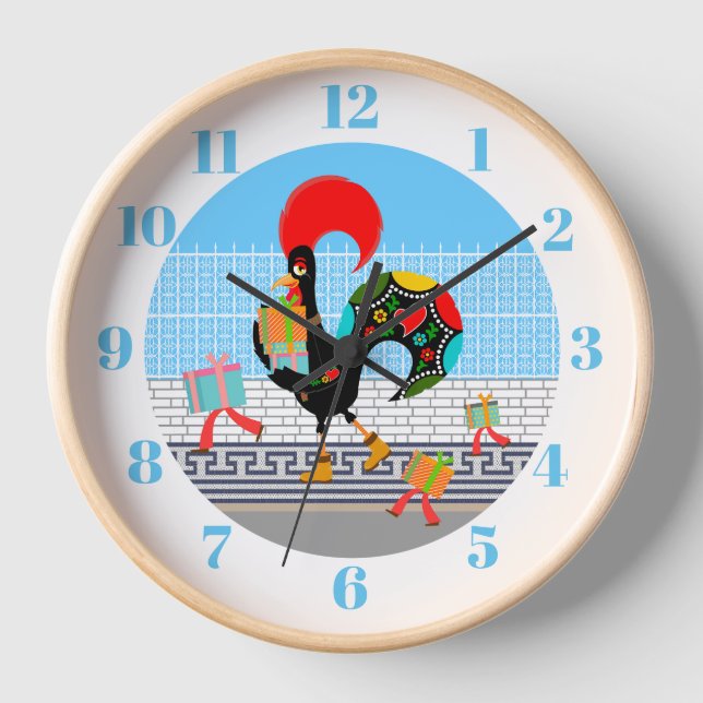Horloge Rooster portugais avec cadeaux 1ère fête d'anniver (Recto)