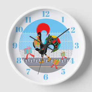 Horloge Rooster portugais avec cadeaux 1ère fête d'anniver