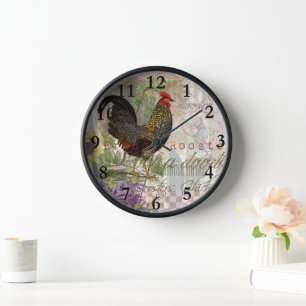 Horloge Rooster vintage Français Collage Ferme Animaux dom