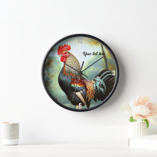 Horloge Rooster Wyandotte coloré