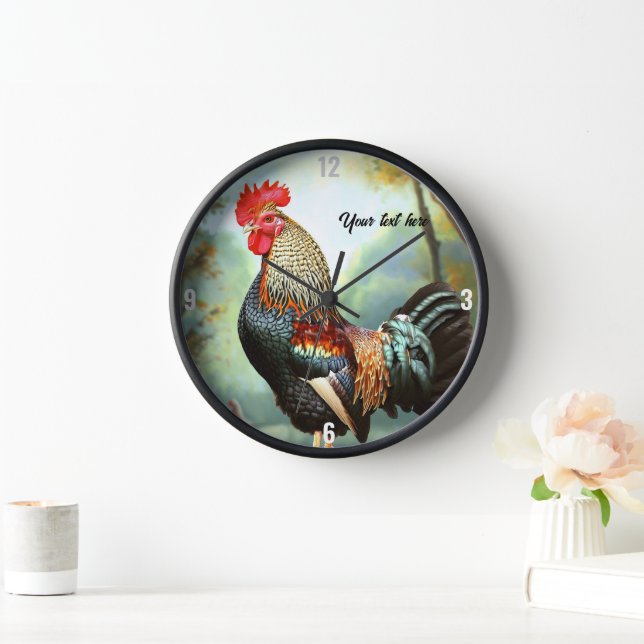 Horloge Rooster Wyandotte coloré (Maison)