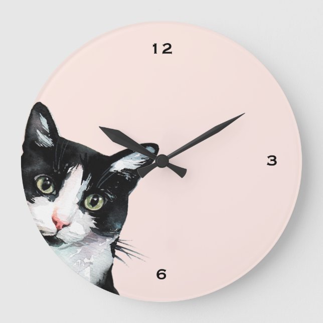 Horloge Rose Chat Cachottier Adorable (Recto)