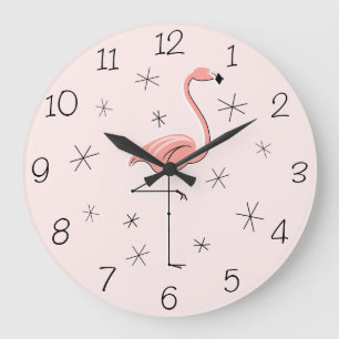 Horloge rose de nombres de Flamant rose ronde