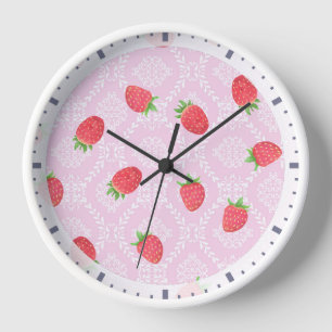 Horloge Rose Fraise Avec Motif