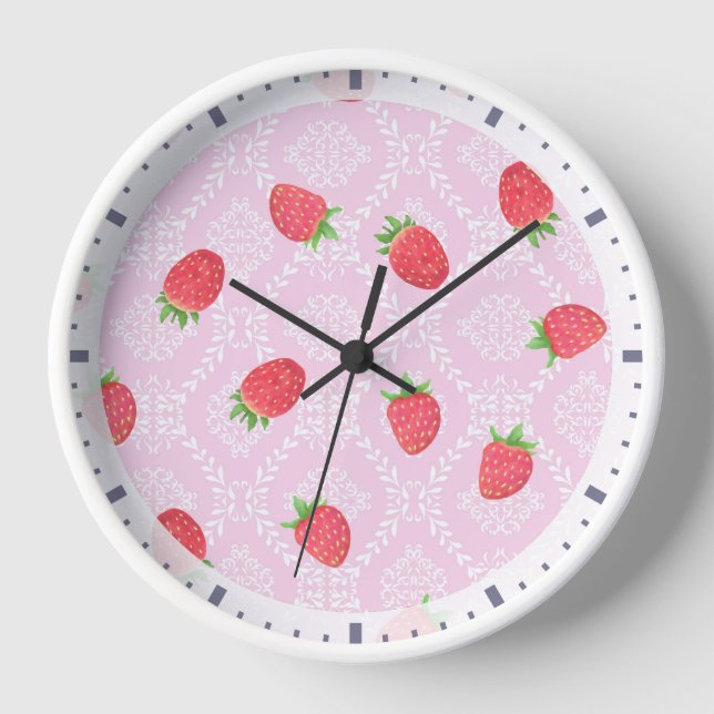 Horloge Rose Fraise Avec Motif (Recto)