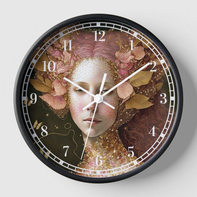 Horloge Rose Gold Fairy Fae Femme Imaginaire Art (Recto)