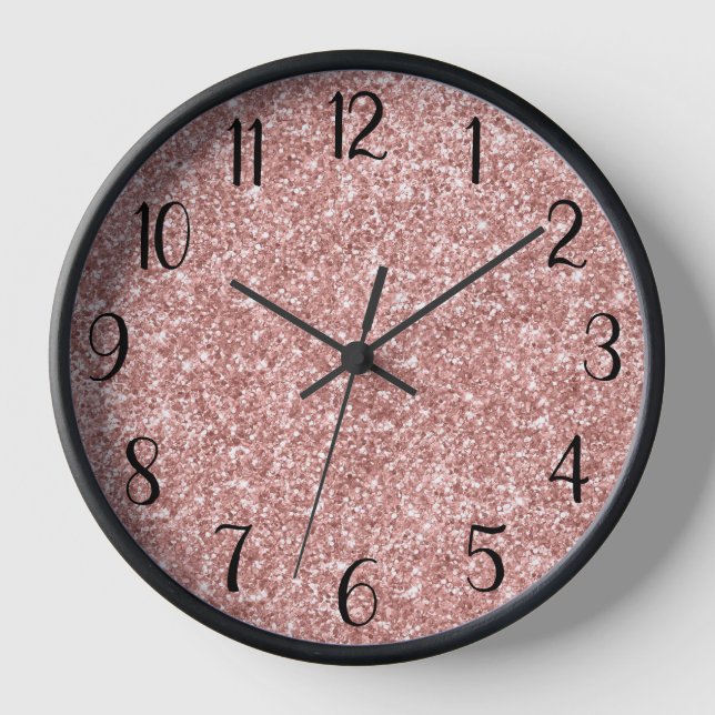 Horloge Rose Gold Pailleté Numéro Noir (Recto)