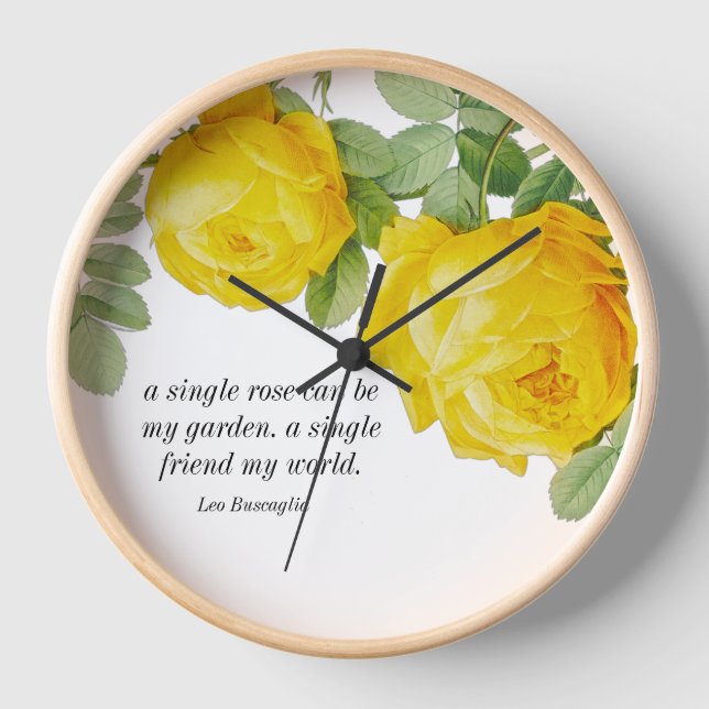 Horloge Rose jaune de l'amitié murale  (Recto)