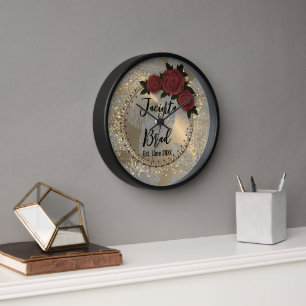 Horloge Rose romantique Mariage de plume de 
