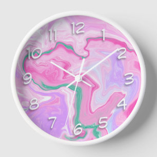Horloge Rose, Violet, Art Marbre Vert Menthe