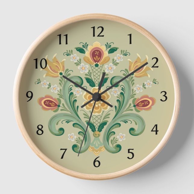 Horloge Rosemaling en vert et en or (Recto)