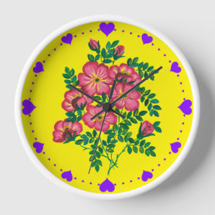 Horloge Roses rose jaune