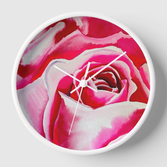Horloge Roses roses rose aquarelle art (Recto)