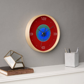 Horloge Rouge avec Vert bleu Tourbillonnant Centre de bril