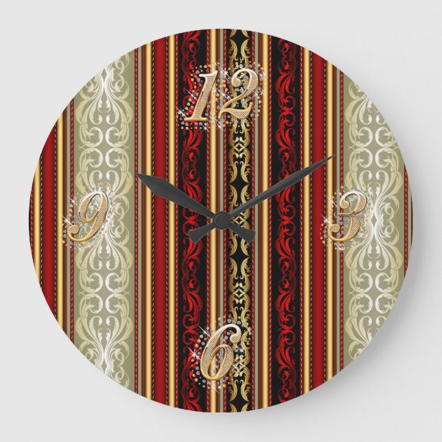 Horloge rouge Damas et Mur or (Recto)