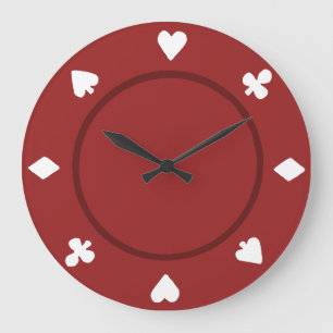 Horloge rouge de jeton de poker