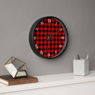 Horloge Rouge noir bison bûcheron à bille à bille chèque M
