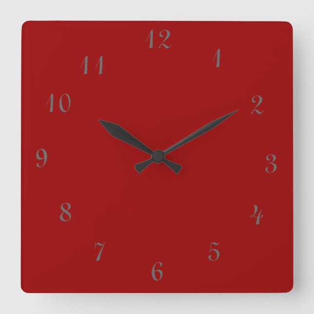 Horloge rouge simple > Horloges carrées avec chiff (Recto)