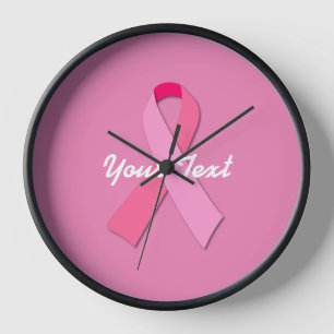 Horloge Ruban rose avec texte personnalisé