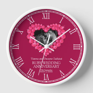 Horloge Ruby mariage anniversaire photo coeur personnalisé