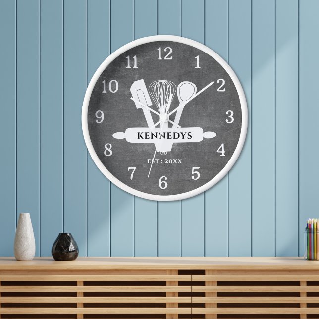 Horloge Rustique Chalkboard Farmhouse Cuisine personnalisé (Créateur téléchargé)