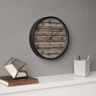 Horloge Rustique Gris Brown Vieux Patiné Motif à plaque de