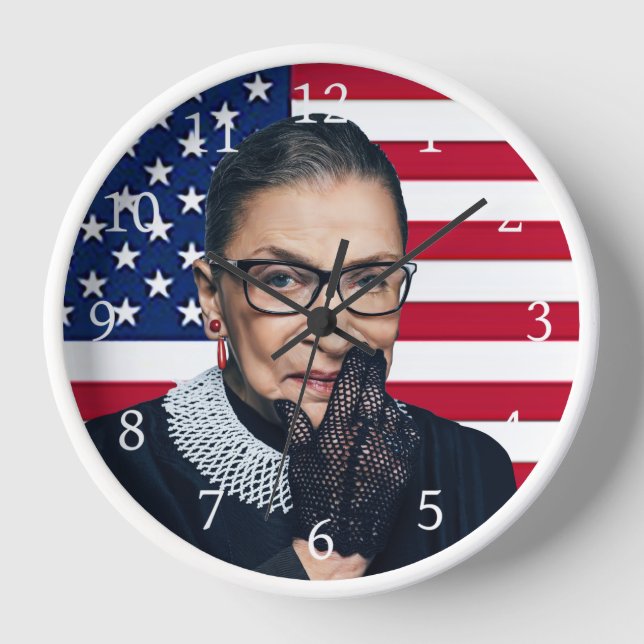 Horloge Ruth Bader Ginsburg avec drapeau américain (Recto)