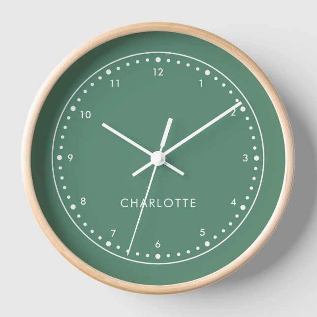 Horloge Sage Green | Nom moderne Elegant Trendy Stylish (Recto)