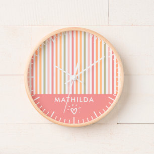 Horloge Salle pour enfants à rayures moderne