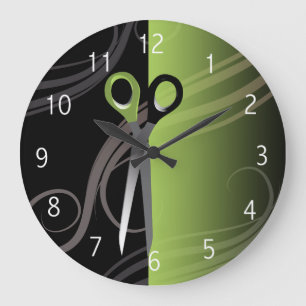 horloge salon de coiffure vert élégant