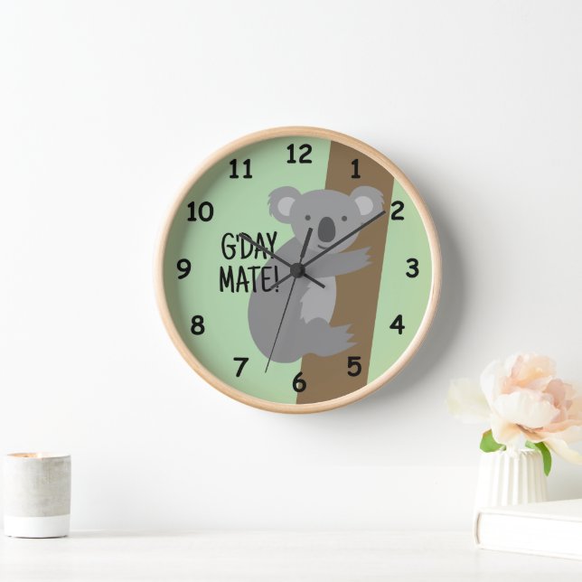 Horloge Salut mec illustration mignonne de koala australie (Maison)