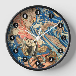 Horloge Samurai japonais combattant la salamandre