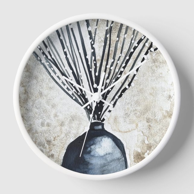 Horloge Saule dans l'aquarelle du vase (Recto)