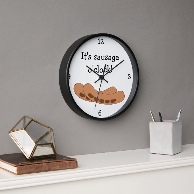 Horloge Sausage O'Clock amusant graphique alimentaire (Bureau)